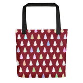 Christmas Tree Holiday Pattern Colorful and Burgundy Tote Shopper Bag, Bags - Shopping bags, $ 31.00, A Moment Of Now™